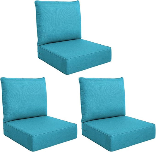 Luxury Outdoor Seat Cushion Set-24 x 24 x 6 Inch Outdoor Chair Cushions Set of 2 with Water Resistant & Removable Cover Outdoor Cushions for Patio Furniture Chair Sofa Couch