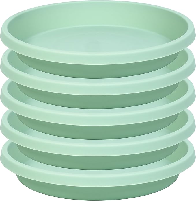 Plastic Plant Saucer 10 Inch Round Pack of 5 Plant Saucers Thickened Reusable Drip Trays for Flower Pots