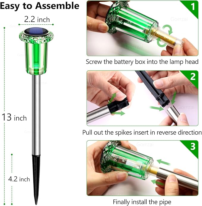 Solar Christmas Lights Outdoor Decorations 10 Pack Multicolor LED Stainless Steel Stake for Pathway Yard Garden Driveway Landscape Walkway Lighting Solar Powered Outside Holiday Decor