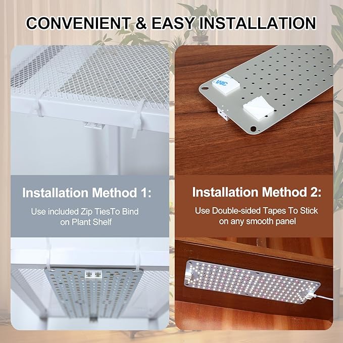 4Pack Flat Panel Grow Lights for Indoor Plants, Seed Starting, Vegetables with 4/8/12 Hr Timer, 40W Full Spectrum LED Plant Growing Lamps for Cabinet/Shelves/Greenhouse, Plug-and-Play, Connect Freely