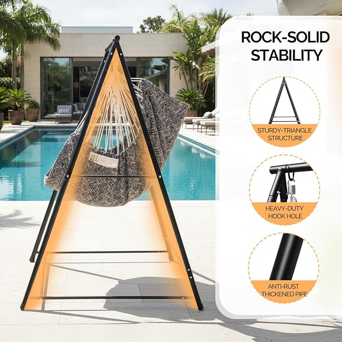 ONCLOUD Hammock Chair Stand, Heavy Duty Steel Stand with Stable Construction, 660 LBS Weight Capacity, Weatherproof Hammock Stand for Patio, Garden, Indoor