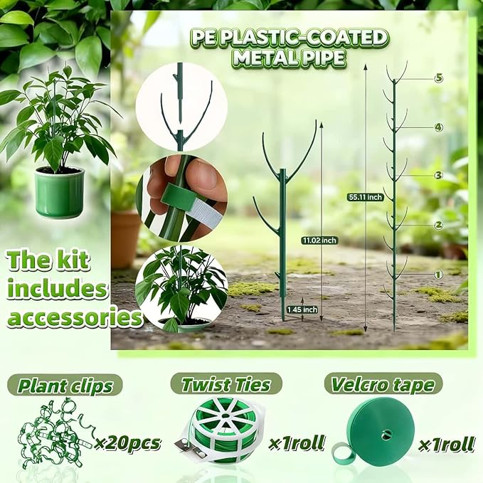 5 Pack Stackable Monstera Plant Support, Garden Plant Support Stakes for Indoor Outdoor Plants, Climbing Plant Support Structures Plant Holder Stick Moss Pole for Support Tall Potted Plants