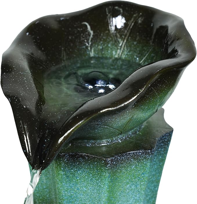 Ferrisland 3 Tiered Outdoor Big Waterfall Fountain Outdoor, 22" H Lotus Leaf Indoor Outdoor Freestanding Relaxing Water Fountain, Garden Backyard Decking Home Decor, Gift Ideas (Lotus)