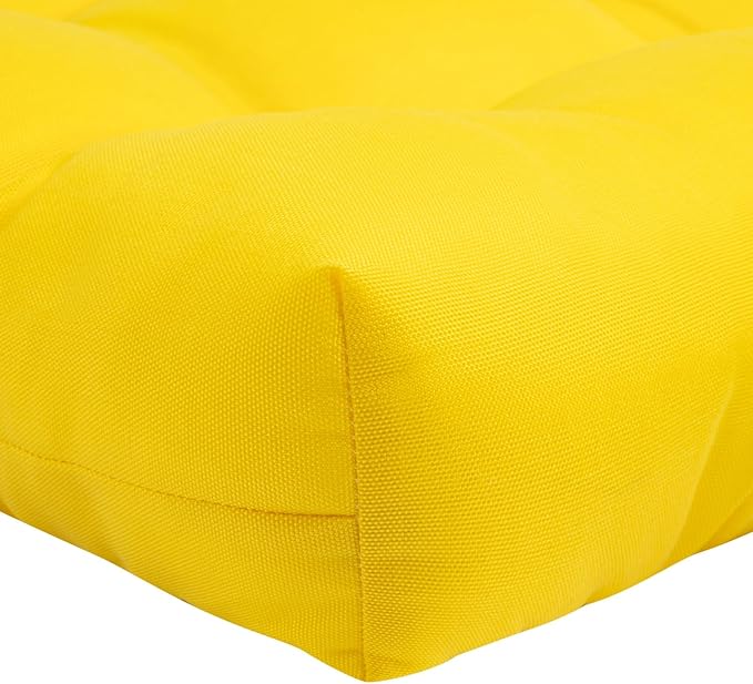 FUNHOME Outdoor Chair Cushions 19 x19 Inch,Water Resistant Tufted Seat Cushions 19",Reversible,Weather Resistant,Rounded Back Wicker Chair Cushion for Patio Garden Furniture(Yellow)