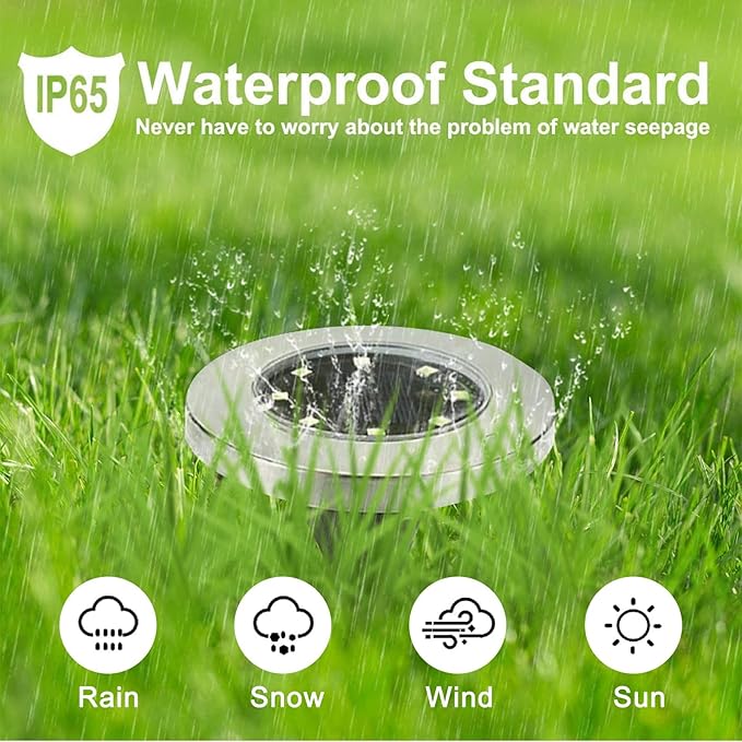 Solar Ground Lights, Waterproof Solar Garden Light, Upgraded Outdoor Garden Waterproof Bright in-Ground Light, Landscape Lights for Pathway,Yard,Deck,Lawn,Patio,Walkway (12 Pack White Light)