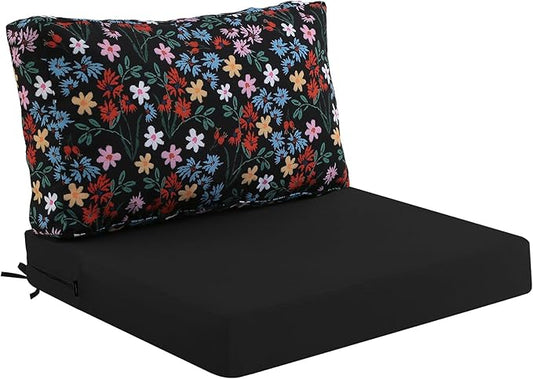 idee-home Outdoor Cushions for Patio Furniture, Outdoor Seat Cushion, Waterproof Hampton Bay Deep Seat Replacement Couch Chair Cushions for Garden Lawn Backyard Deck, 28.5 x 28.5 Floral Pattern