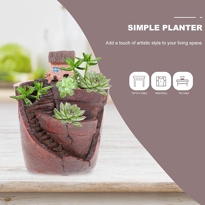 BESPORTBLE Fairy Garden Pots and Planters, Funny Succulent Plant Pot with Drainage Hole Tiny Creative Flowerpot for Indoor Plants/Succulent/Cactus, 4.68 * 3.5inch