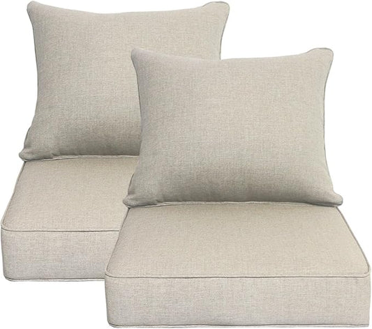 Outdoor 22"x24" Deep Seat Patio Cushion Set of 2, Outdoor Chair Cushions with Water-Resistant UV Resistant Weather Resistant Sectional Sofa Pad and Removable Covers,Riverbed