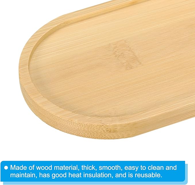 PATIKIL Bamboo Wood Saucer, 7x3.5 Inch Rectangular Wooden Plant Drainage Tray Bonsai Plants Saucer Succulent Pot for Home Balcony