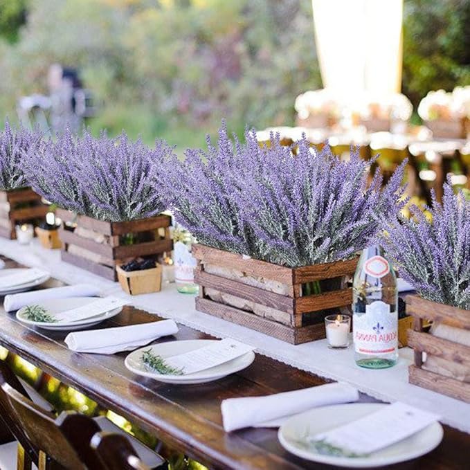 CATTREE Artificial Lavender Flowers, 6 Pack Fake Flower Bouquet Plastic Plants Home Bridal Wedding Office Garden Balcony Indoor Outdoor DIY Centerpieces Arrangements Craft Decoration Purple - 6 pcs