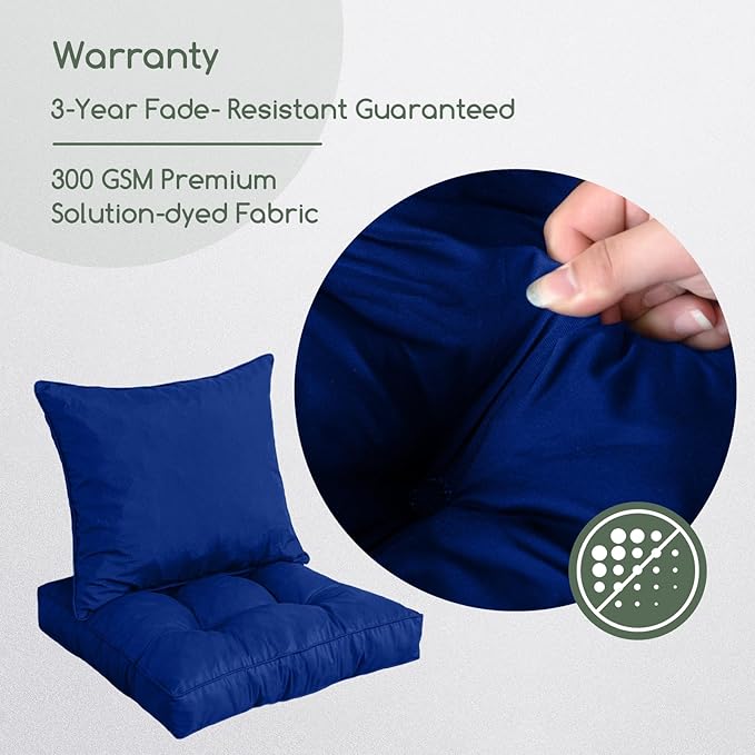 HIGOGOGO 22 x 22 Outdoor Cushions for Patio Furniture, Outdoor Seat Cushions with Resistant Waterproof Cover for Yard Garden, Navy