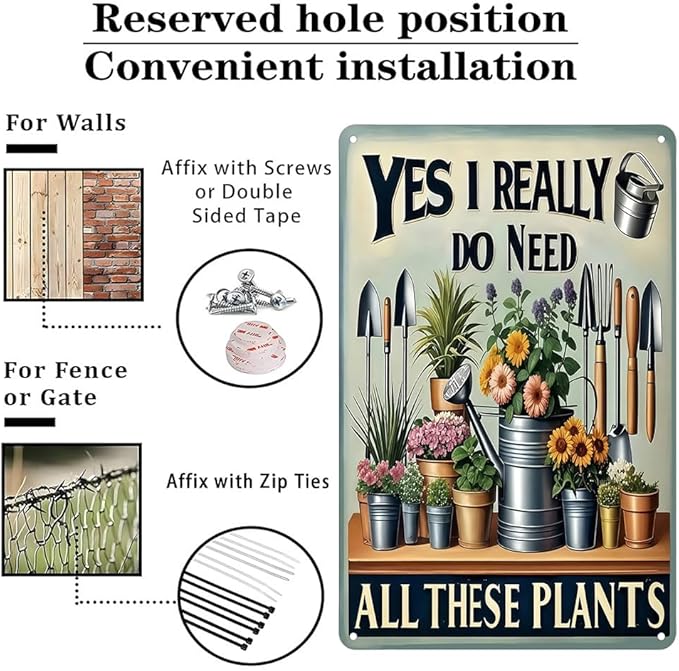Funnysign Garden Gifts I Really Do Need All These Plants Vintage Gardening Tin Sign for Home Garden Patio Greenhouse Yard Decor 8 X 12 Inch (3827)