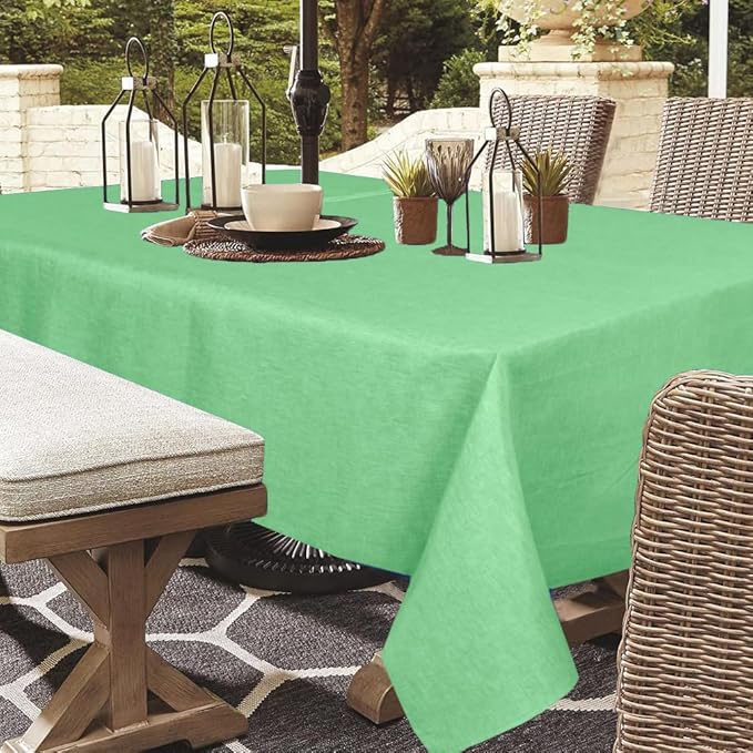 Outdoor Tablecloth Wrinkle-Free Stain Resistant Waterproof Polyester Fabric Table Cover with Zipper Umbrella Hole for Picnic/Party/Dinner/Patio Garden(60×84inch,Zippered,Kelly Green)