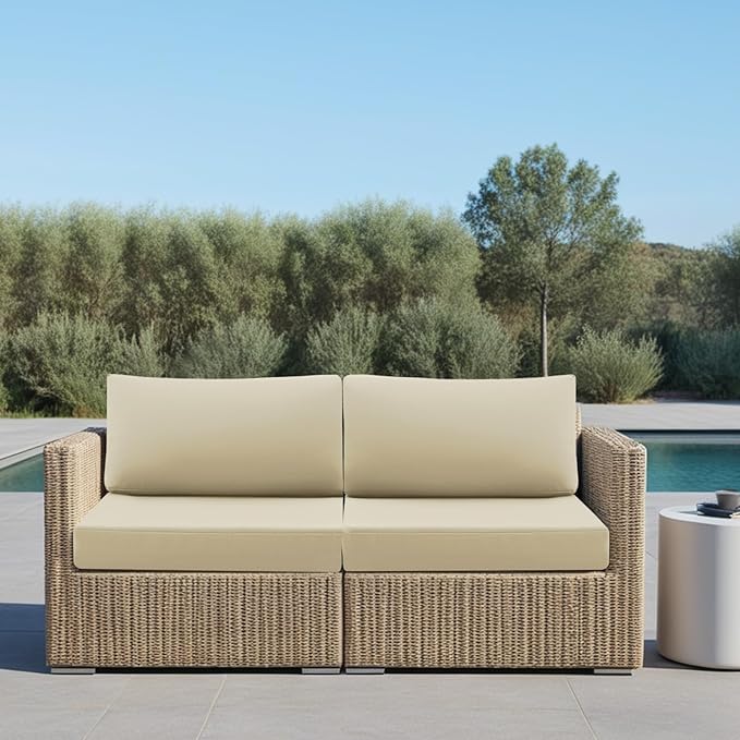 idee-home Outdoor Cushions for Patio Furniture, Outdoor Seat Cushion, Waterproof Hampton Bay Deep Seat Replacement Couch Chair Cushions for Garden Lawn Backyard Deck, 28.5 x 28.5 Beige