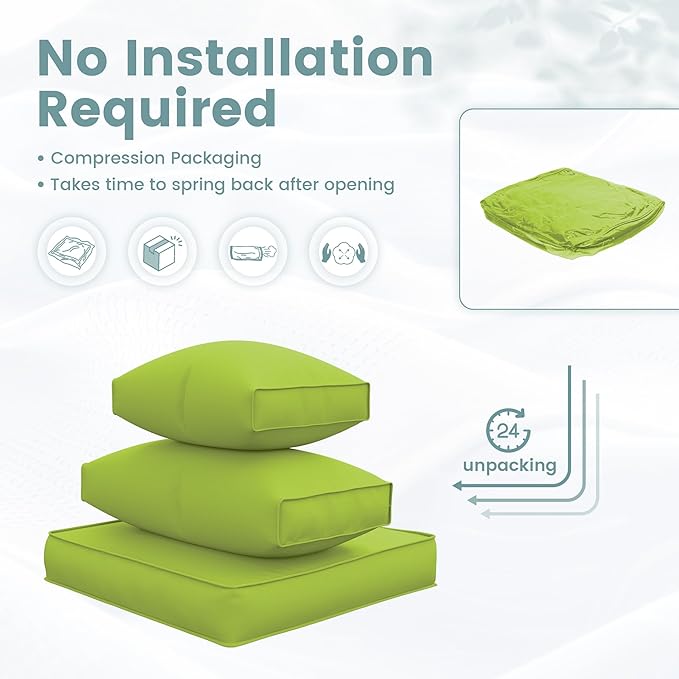 UDPATIO Outdoor Cushions for Patio Furniture, Waterproof Patio Furniture Cushions Replacement, 4" Deep Seat Outdoor Sectional Cushions for 4-seat Chair Sofa Couch, Green