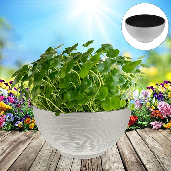 Angoily Hydroponics Planter Garden Bowl Hydroponic Planter Water Lily Container Pot Succulent Cactus Bowl Flower Pot Mini Fishbowl for Home Office Garden White Vintage Succulents
