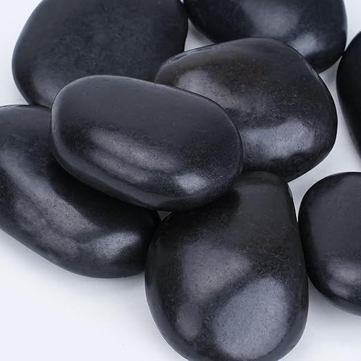 20 lbs Black Stones for Plants Indoor, 3-4 Inch Decorative River Rocks for Plants, Flower Pots, Vase, Polished Garden Stones for Outdoor Landscaping, Walkways, Yard