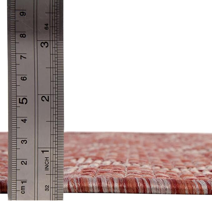 Unique Loom Outdoor Trellis Collection Area Rug - Trellis (Round 10' 8" x 10' 8", Rust Red/ Ivory)