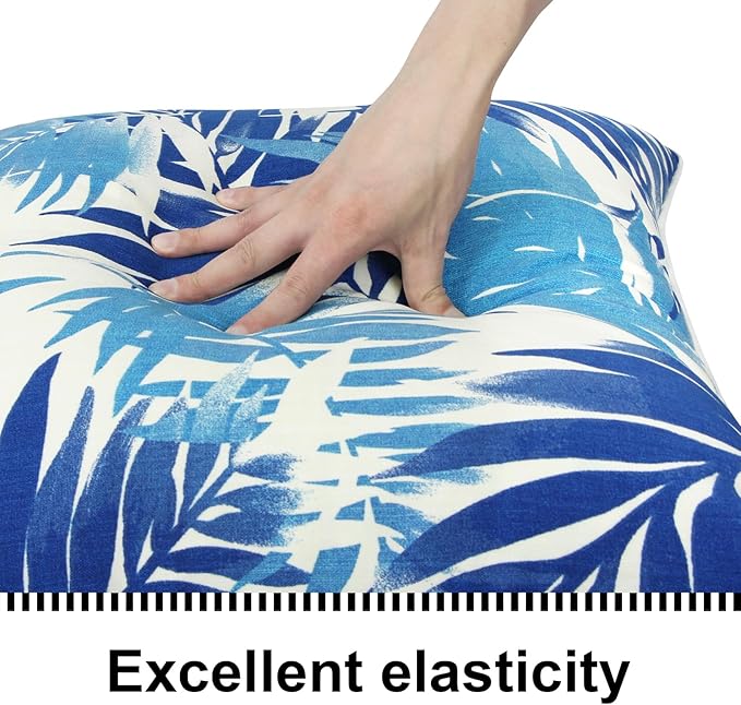 Outdoor Loveseat Cushion Set 44''x24'', Outdoor Cushions for Patio Furniture with Fastness Cover, Water Repellent Outdoor Seat Cushion and Couch Back Cushions for Bench, Swing (Blue Bamboo, 2 Sets)