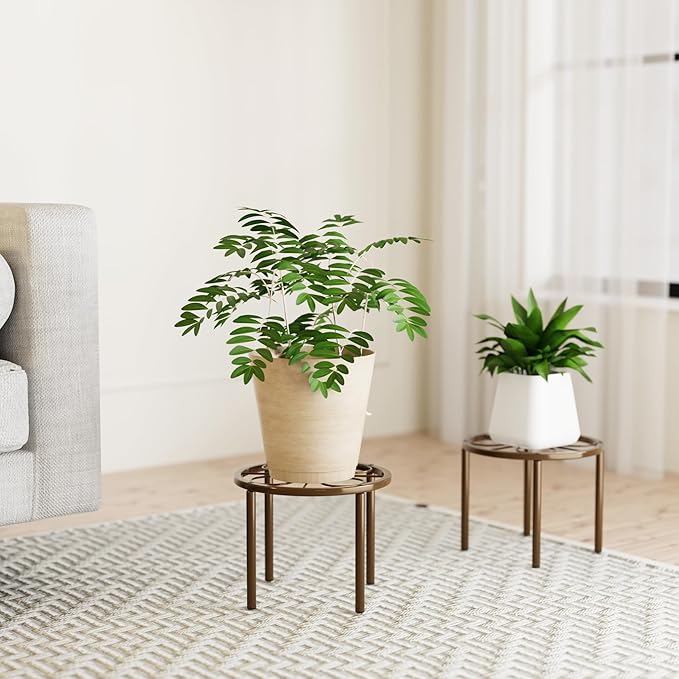 Plant Stand Plant Holder -7.9 x 7.9 x 5.9 inches Plant Riser for Garden Courtyard, Heavy Duty Flower Stand for Multiple Plant Indoor or Outdoor, Brown.