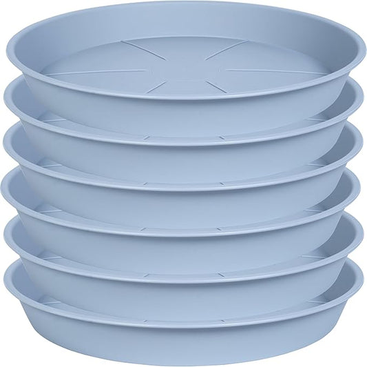 6 Pack of Plant Saucer Tray 7 8 inch, Heavy Duty Plastic Pot Plant Drip Trays Saucers for for Indoors Outdoor, Plant Water Tray for Planters 7-9" (8", Light Gray)