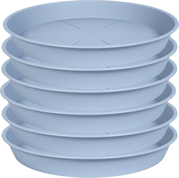 6 Pack of Plant Saucer Tray 4 6 8 10 12 14 17 19 22 25 inch, Heavy Duty Plastic Pot Plant Drip Trays Saucers for for Indoors Outdoor, Plant Water Tray for Planters 4-7" (6", Light Gray)