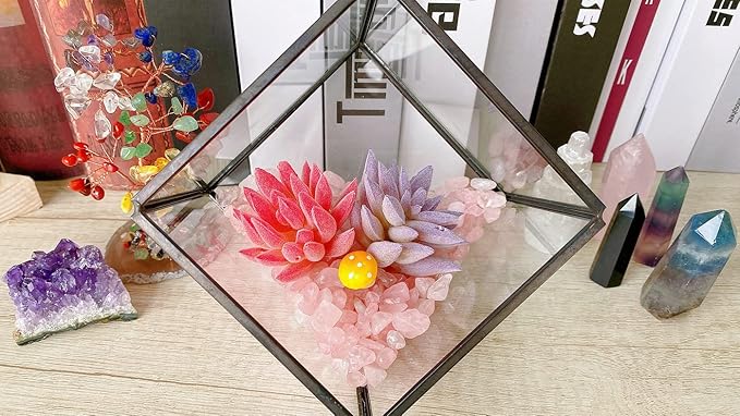 Rose Quartz Crystal Gravel Polished Chips Crushed Stones Healing Bulk Natural Tumbled Rocks Gem Home Decoration Small Pebbles for mini Aquarium Tank Plants Landscape Vase Filler Bottom Ornament 0.55lb