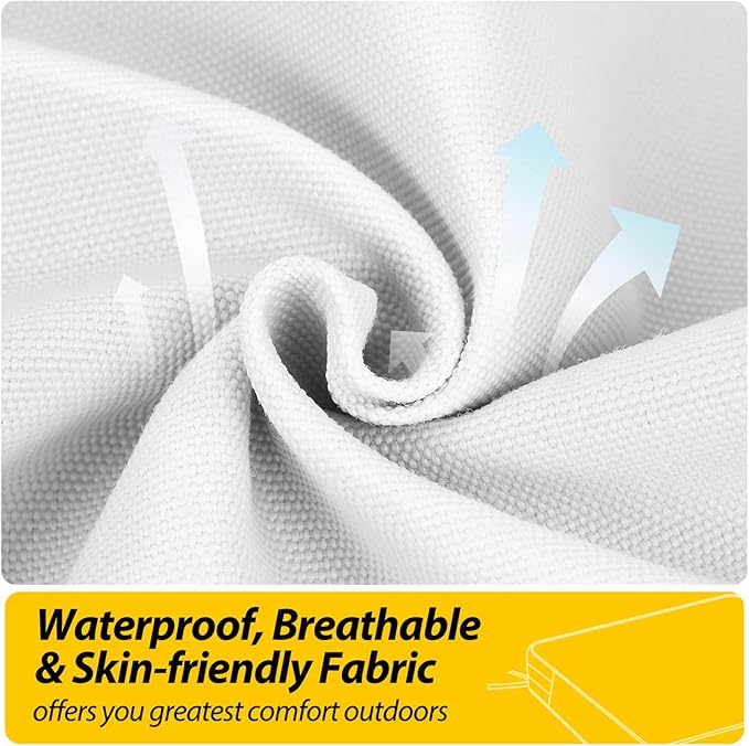 AAAAAcessories Outdoor Seat Cushions for Chairs, Waterproof, Fade-Resistant, 18.5" x 16" x 3", Patio Furniture Replacement Cushions, Set of 2, Creamy White