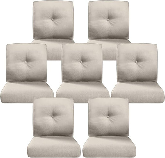 Belord Luxury 4" Thick Outdoor Cushion 7 Set - 22 x24 Inch 28D Sponge Filling Fade-Resistant Chair Cushion, Spill Proof Removable Patio Furniture Replacement Cushions for Sofa Bench Swing - Beige
