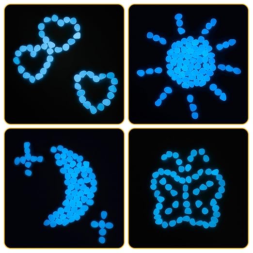 Glow in The Dark Rocks Outdoor Garden Pebbles Stones, 1.2Lbs White Fish Tank Glow Rocks Resin Glowing Pebbles for Garden/Aquarium/Planter/Walkway/Driveway