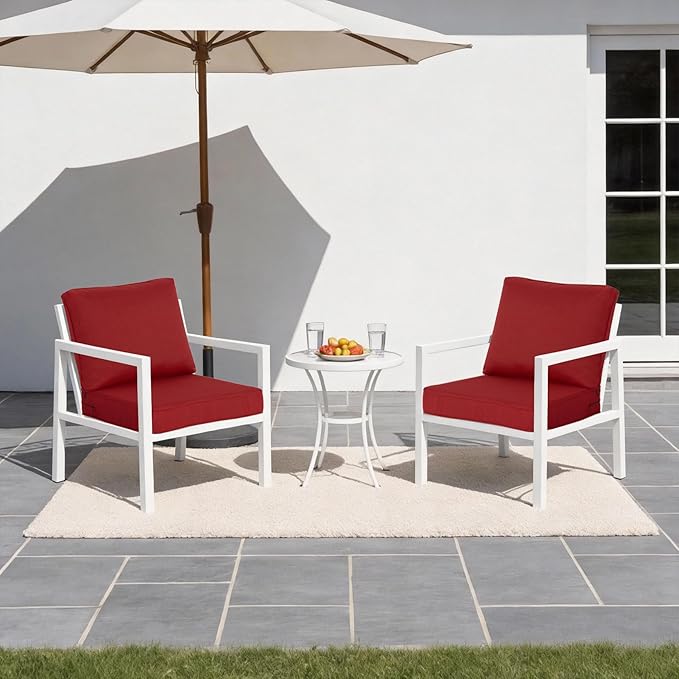 24x24 Inch Outdoor Deep Seat Cushions Set of 2,Thick High-Density Foam, Removable Cover with YKK Hidden Zipper,Water-Resistant UV-Resistant Polyester for Patio Furniture,Chili