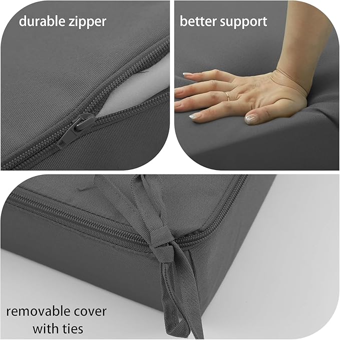 Outdoor Cushions for Patio Furniture, Outdoor Seat and Back Cushion, Waterproof Hampton Bay Deep Seat Replacement Couch Cushions for Garden Lawn, 28.5x28.5 Grey
