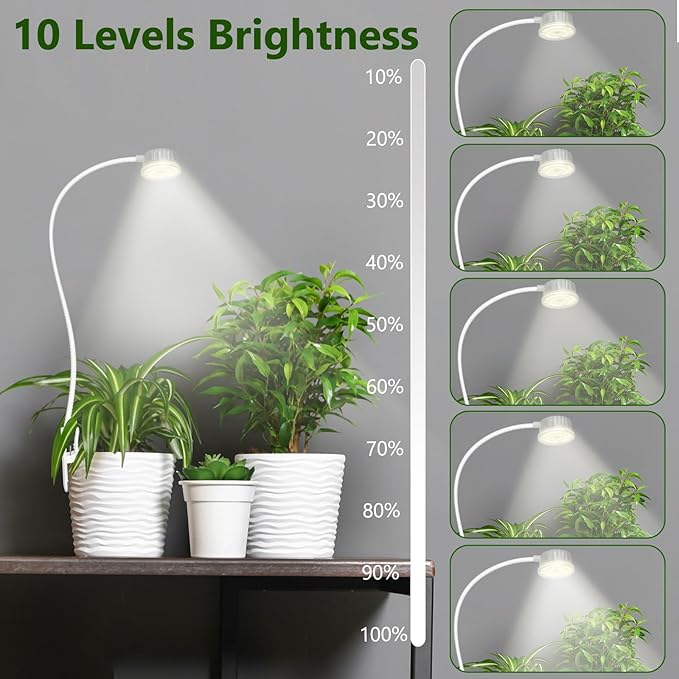 Shyineyou Small Grow Lights for Indoor Plants Full Spectrum,Plant Lights for Indoor Growing, Clip on Plant Grow Light with 3/9/12H Timer for Succulents,Small Plants, 4-Pack