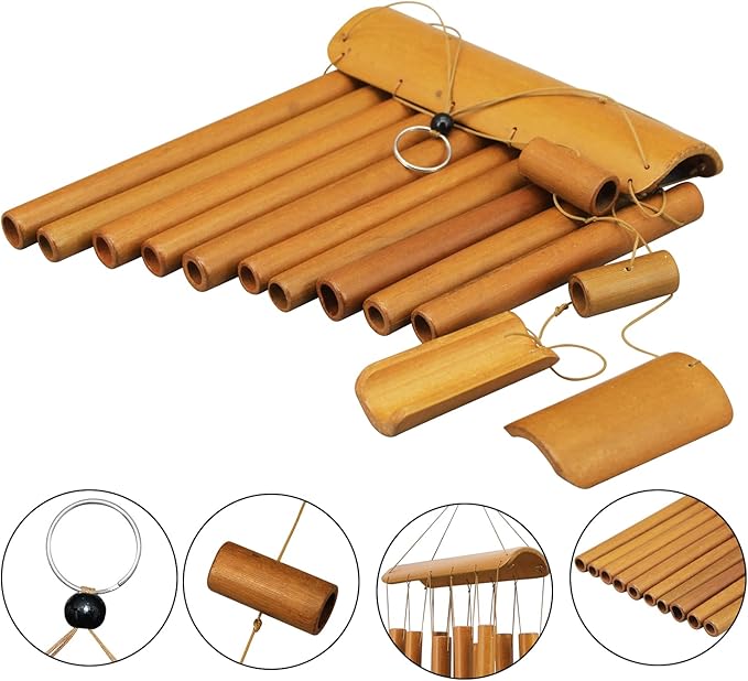 Windchimes Outdoors, Memorial Wind Chimes, Bamboo Wind Chimes for Outside Clearance Deep Tone for Patio Garden Home Décor, Natural Beautiful Sound
