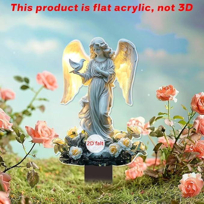 Garden Decor, Acrylic 2D Stake, Pot Plants Garden Yard Lawn Outdoor Fairy Statue Ornaments, Fairy Garden Accessories Decoration (Style D)