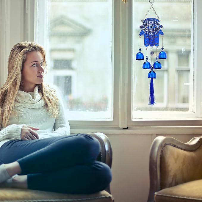 BWINKA Unique Wind Chimes for Outdoor Garden Home Hanging Decoration (Hamsa Hand)