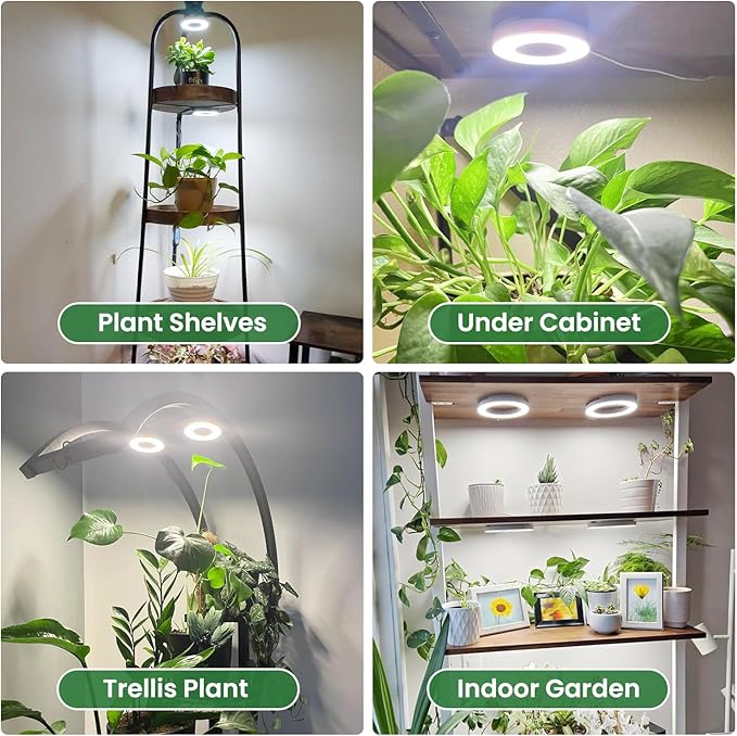 Ceiling Grow Light, 144 LEDs Full Spectrum Plant Lights for Indoor Growing with 6/12/16H Timer, 3 Spectrum Modes, 5 Brightness Levels, 3.5" Under Cabinet Grow Lamp for Small Plants (3-Head)