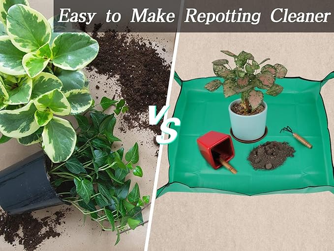 Large Plant Repotting Mat, Waterproof Repotting Tray for Indoor Plants Potting Soil, Gardening Tray Mat, Portable Potting Tray Soil Mat for Indoor House Plants Succulents Orchid