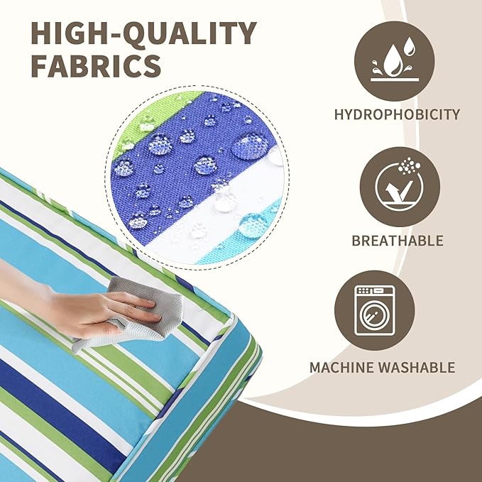 14Piece Outdoor Sofa Cushion Replacement, Patio Furniture Waterproof Cushion with Zippers, fit 6-Seat Outdoor Wicker Rattan Sectional Couch (Aurora, 25.6"x25.6"x3.9")