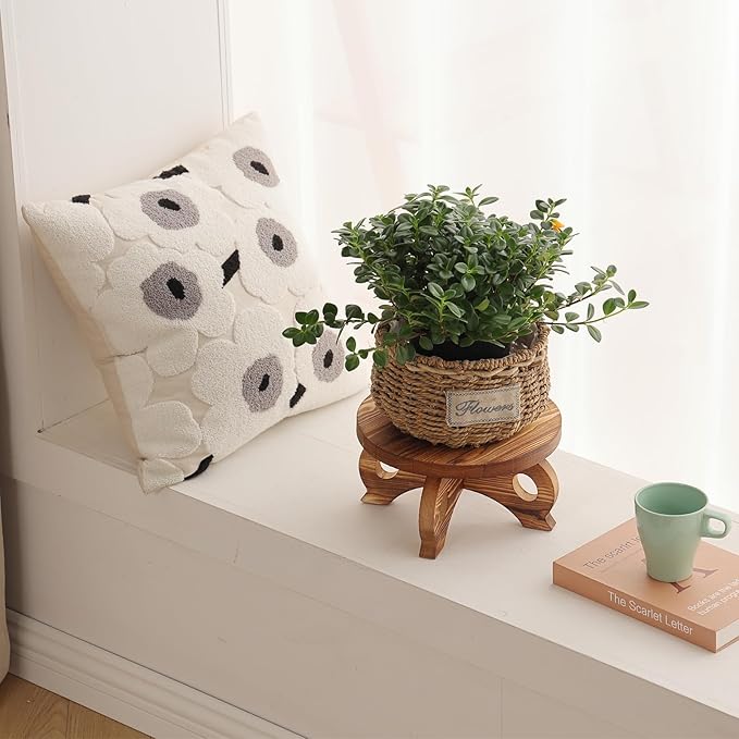 Decorative Corner Planter Wooden Plant Stands Indoor Plant Holder Riser Round Display Stands Farmhouse Display Stool Flower Holder Pedestal Board Pine