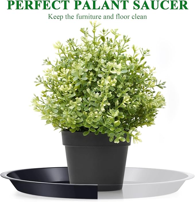 Sawysine 30 Pack Plastic Plant Saucer Round Drip Trays Black Flower Pot Saucers Thick Plant Dish Sturdy Water Tray Heavy Drainage Potted Container for Indoor Outdoor Garden (14 Inches)