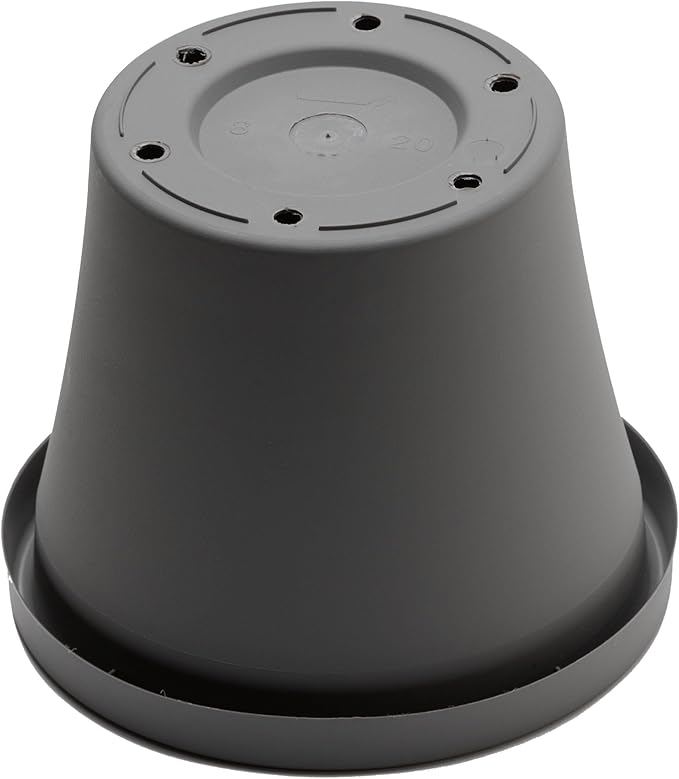 Bloem Terra 8" Diameter Round Charcoal Resin Planter Pot with Drainage Holes for Indoor and Outdoor Gardening