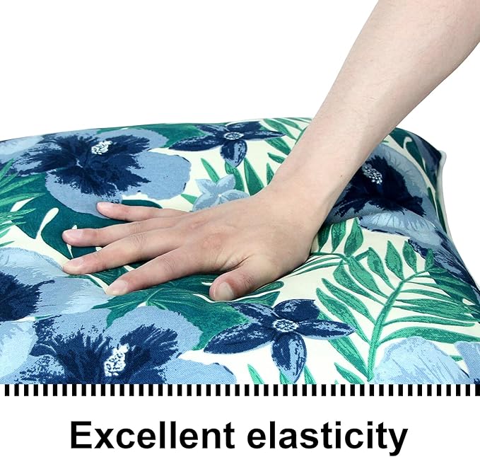 Outdoor Loveseat Cushion Set 44'' x 24'', Outdoor Cushions for Patio Furniture with Fastness Cover, Water Repellent Outdoor Seat Cushion and Couch Back Cushions for Bench, and Swing (Blue Flowers)