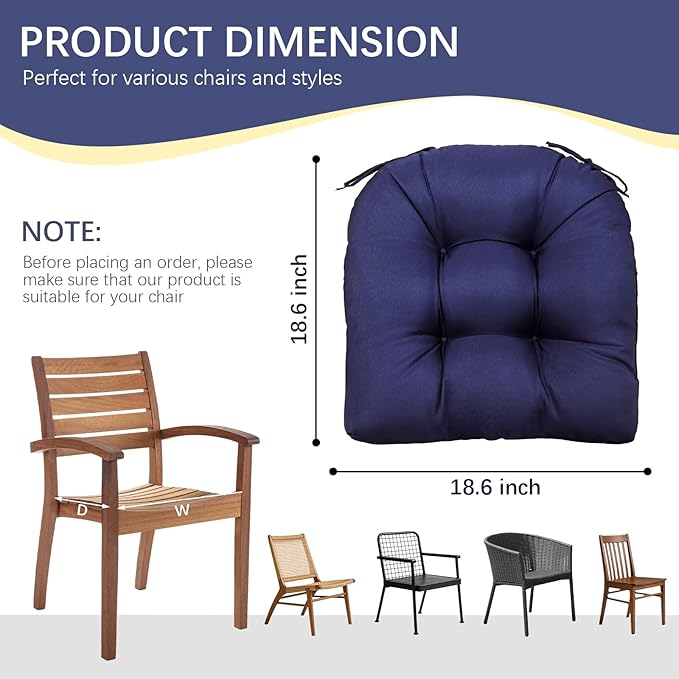 Gnostik 2 Pack Outdoor Wicker Chair Cushions Waterproof Rocking Chair Cushion Floral U Shaped Patio Replacement Cushions with Ties for Porch, Garden,18.6" x 18.6", Hawaiian