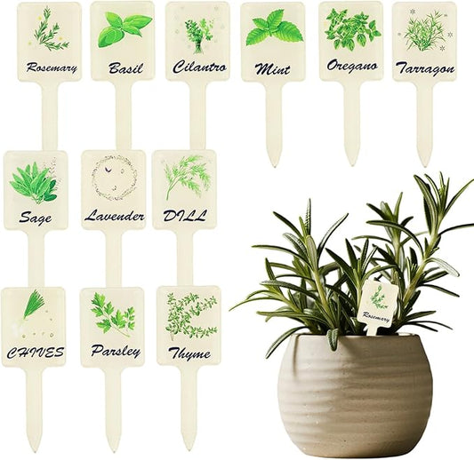 24pcs Herb Markers, Thickened Acrylic Herb Garden Signs Waterproof and Double Sided Printing Plant Labels Name Tags Stakes for Outdoor Garden Farmland Potted Plants Flowers Seedlings and Greenhouse