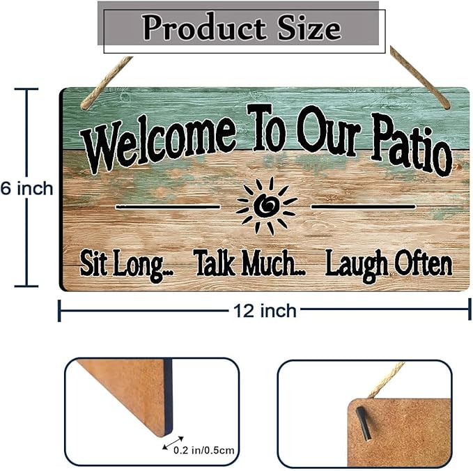 Outdoor Patio Signs For Outside Welcome To Our Patio Sign Outdoor Patio Wall Decor Personalized Wood Garden Signs For Outside Porch Sign Beach Signs 6x12 Inch