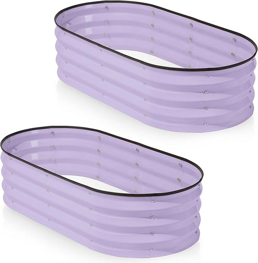 Plant & Plot Galvanized Raised Garden Beds Outdoor // 4×2×1 ft (2-Pack) Planter Raised Beds for Gardening, Vegetables, Flowers (Lavender) // Large Metal Garden Box