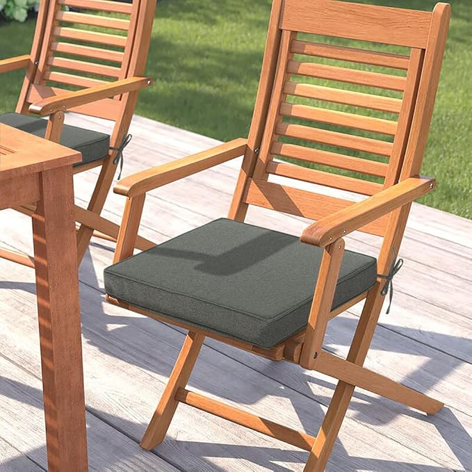Magpie Fabrics Indoor Outdoor Waterproof Square Chair Cushion, 18" x 18" x 2.5", 2 Pack, Water Resistant Seat Cushions, for Patio Garden Office, Dark Grey