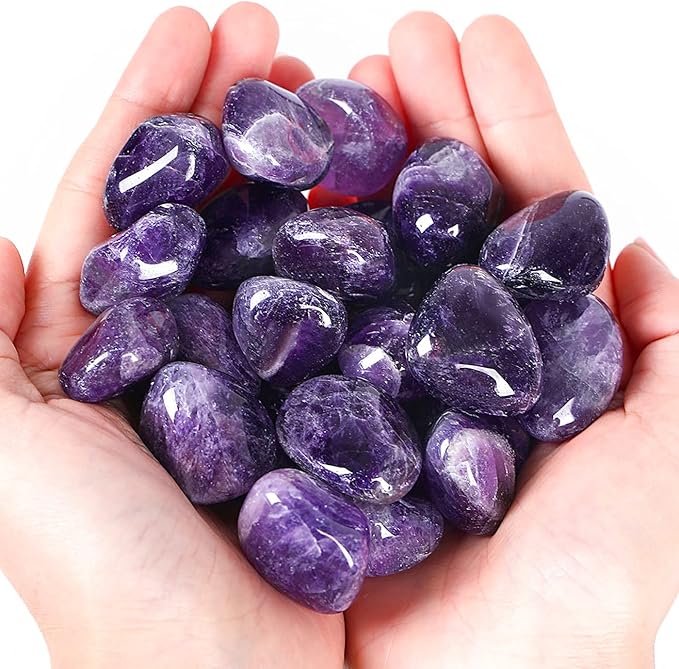 DUQGUHO Amethyst Healing Crystals Stones Set Natural Bulk Crystals Tumbled Polished Irregular Crystal Stones Bulk Rocks 0.45 lbs