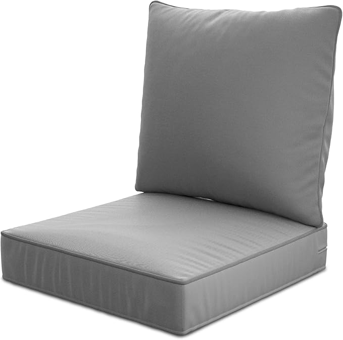 22" x 22" x 6" Outdoor Deep Seat Cushions - Waterproof & Fade Resistant Patio Furniture Replacement Cushions, Non-Slip Outdoor Cushions Fit Loveseats, Couches, Chairs, and Sofas